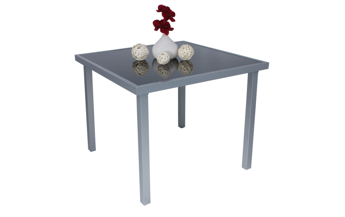 Alu Gartentisch (quadratisch) Alu, Glas