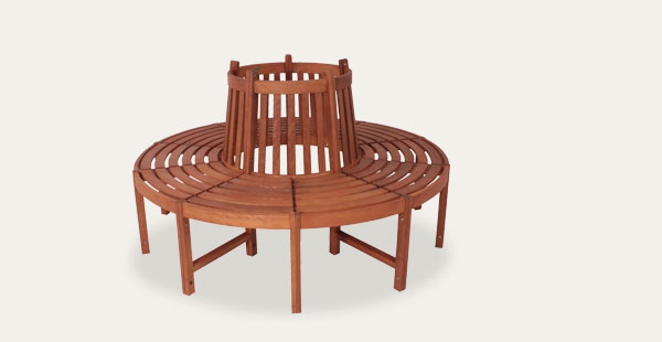 Baumbank Gartenbank aus Holz Ø 195 cm Sitzgruppe Gartenmöbel  für 6 Personen 