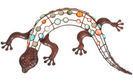 Gecko mit Farbigen Dekorsteinen