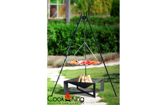 Dreibeingrill mit Feuerschale Grillrost Stahl  50cm und Cuba 70x70cm